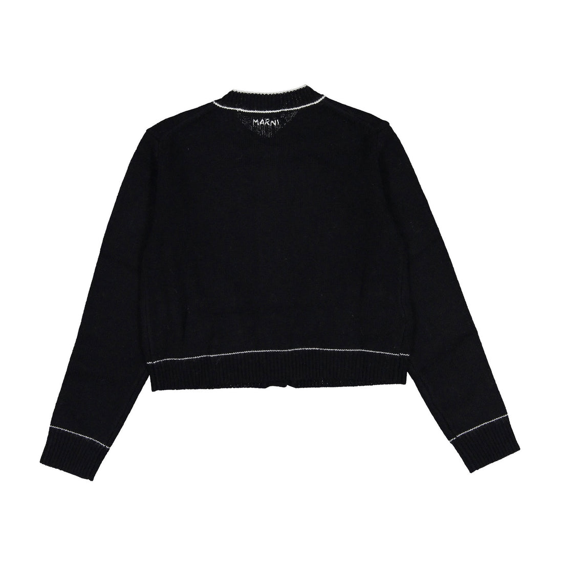 Marni Black Knit Contrast Stitch Cardigan