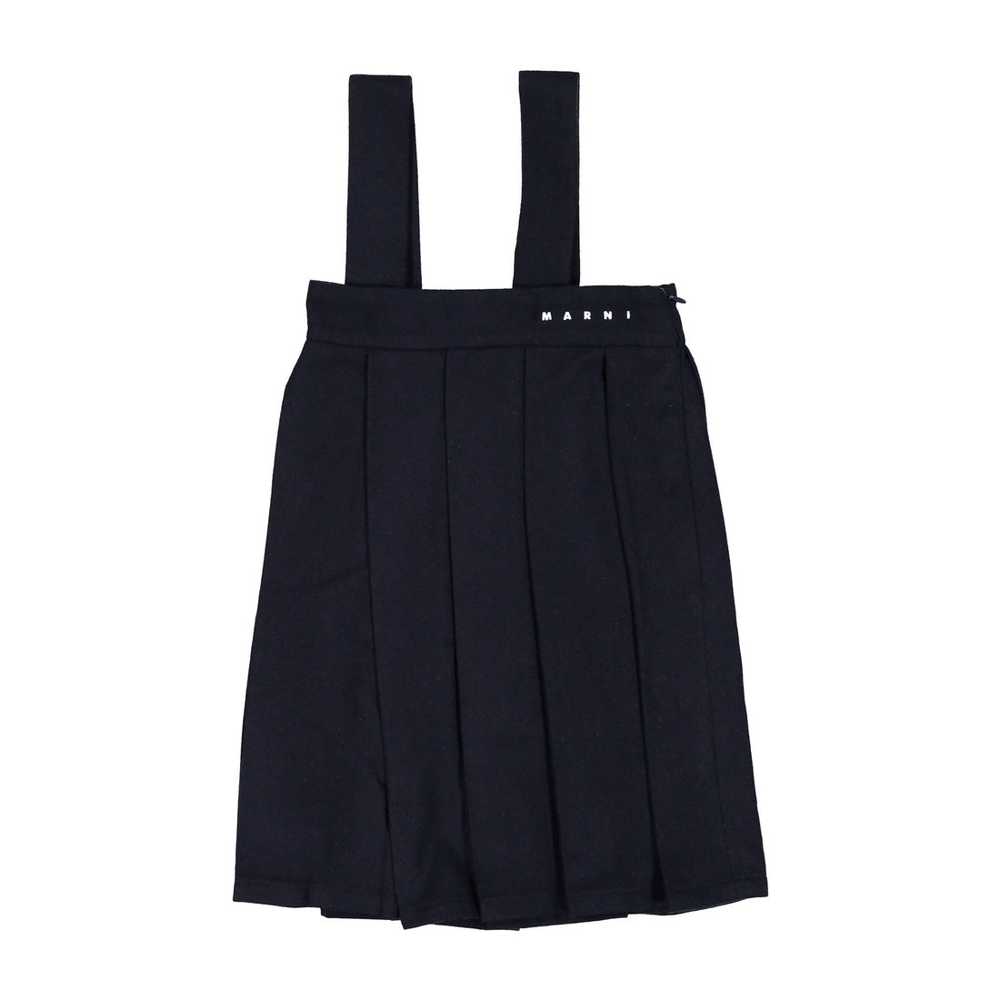 Marni Navy Pleated High Waisted Suspender Dress