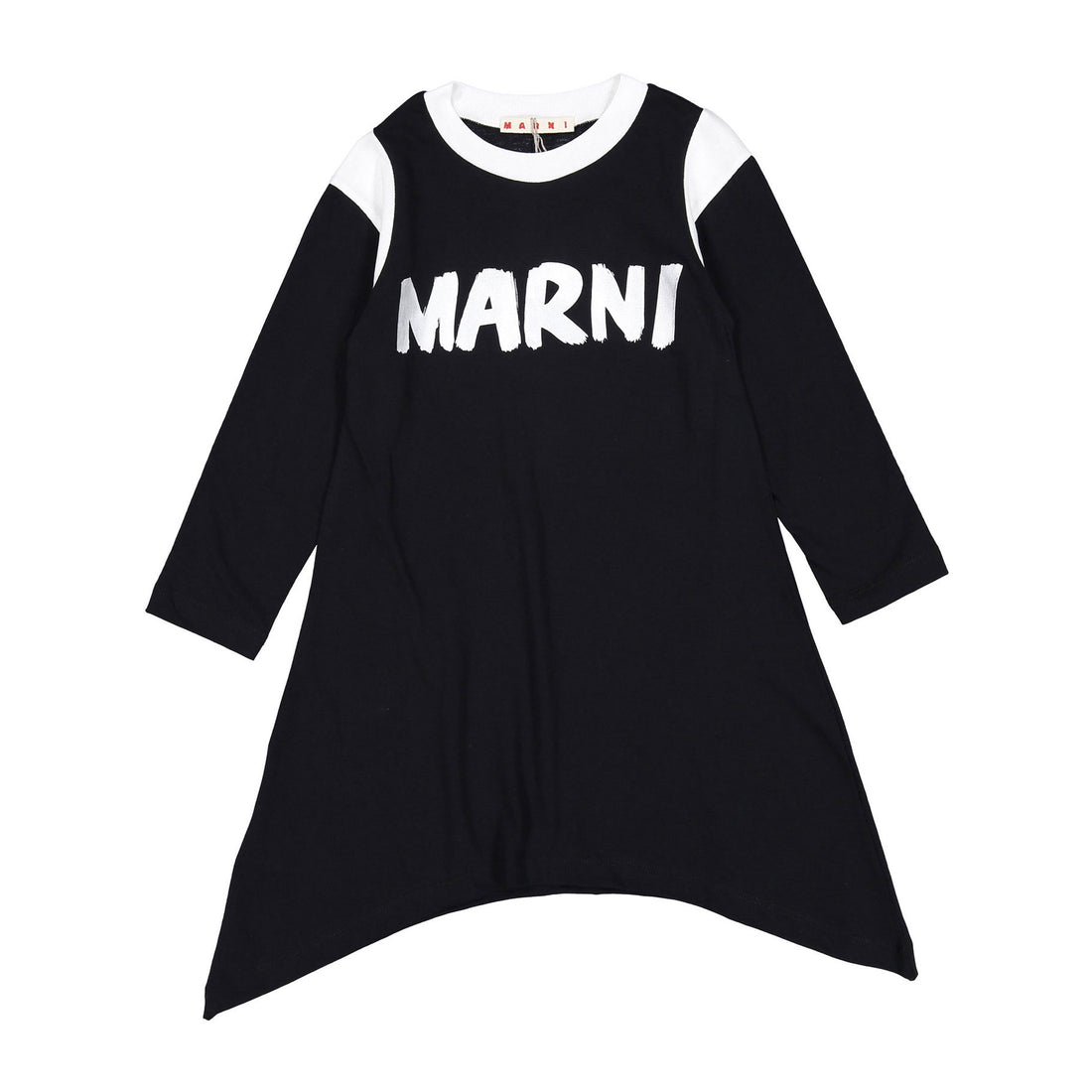 Marni Black Logo Curved Hem Dress