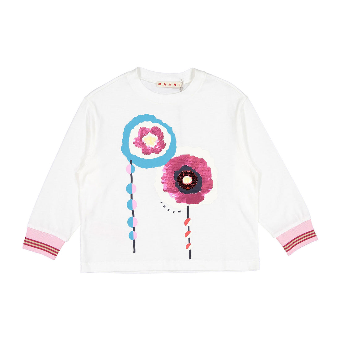 Marni White Sequin Flowers Tee