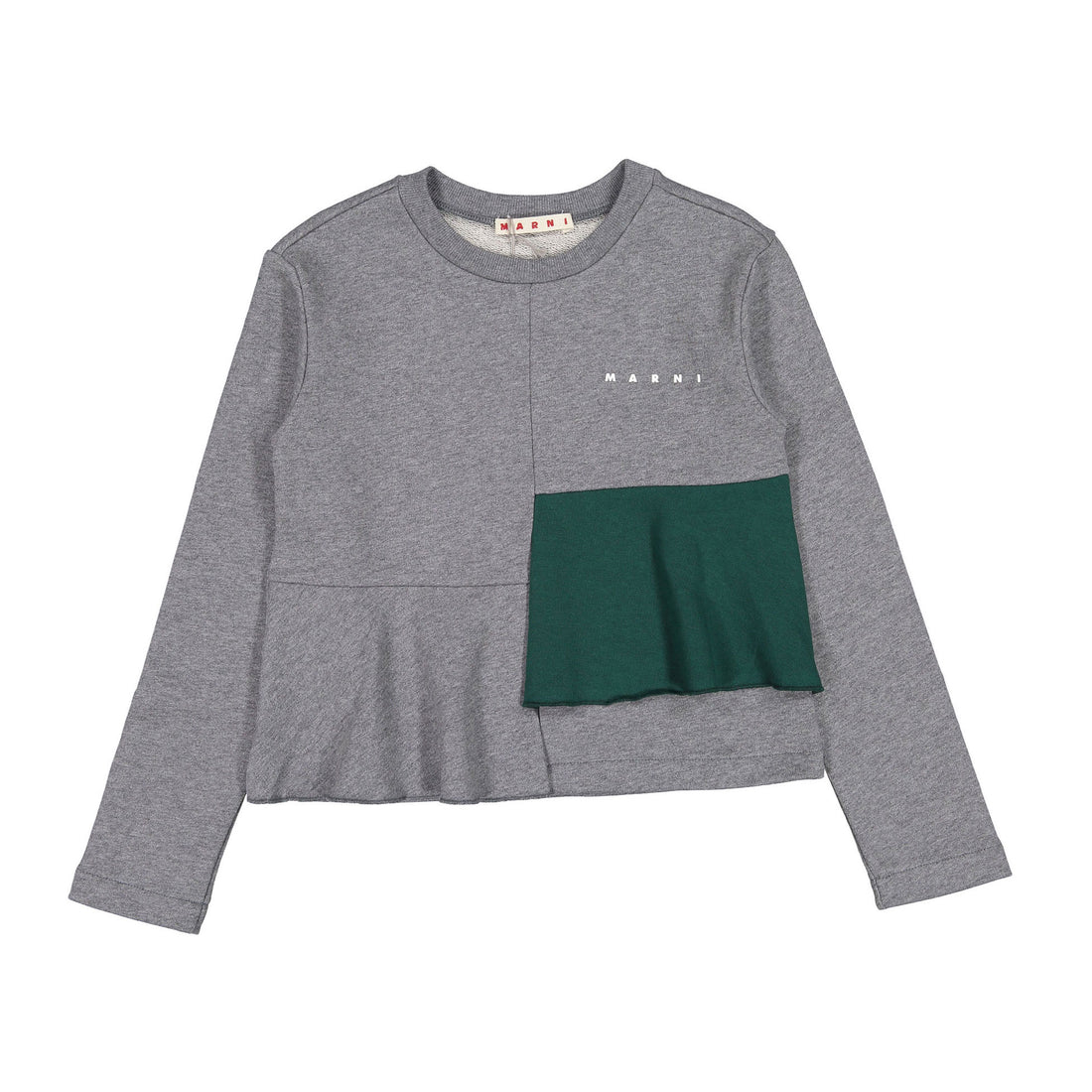 Marni Grey Melange Asymmetric Flounce Hem Sweatshirt