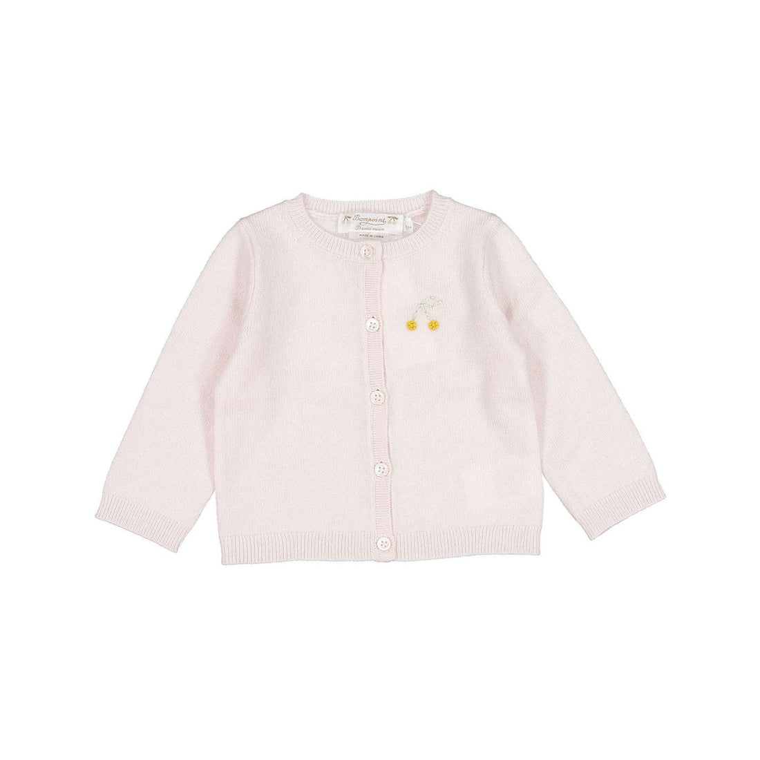 Bonpoint Pale Rose Sequin Cherry Baby Teyana Cardigan