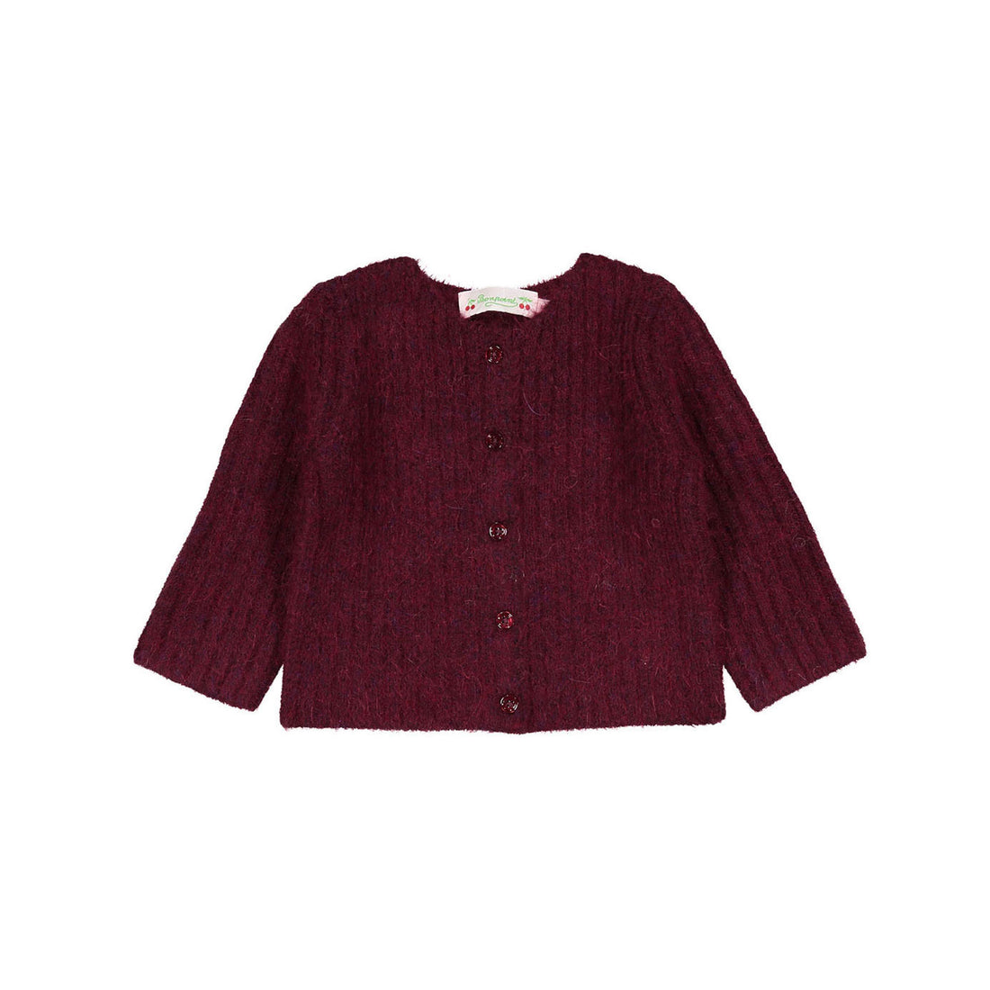 Bonpoint Bordeaux Ribbed Baby Tassia Cardigan