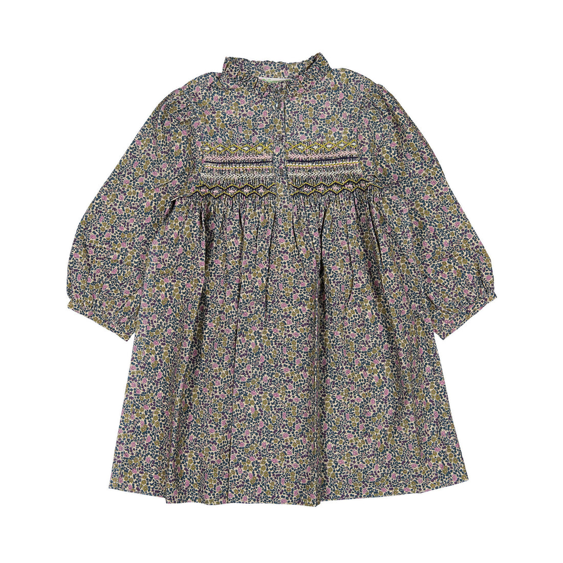 Bonpoint Ink Liberty Smocked Button Tamsin Dress