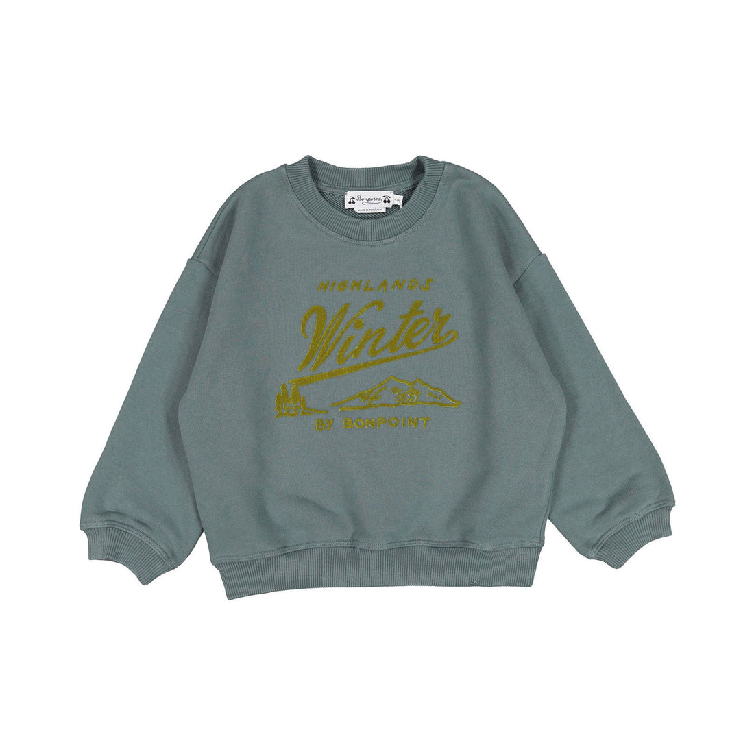 Bonpoint Green-Grey Winter Tonino Sweatshirt