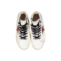 Golden Goose White/Red/Gold Francy High Top Sneakers