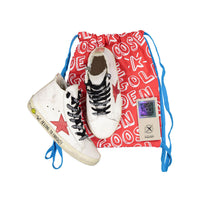 Golden Goose White/Red/Gold Francy High Top Sneakers