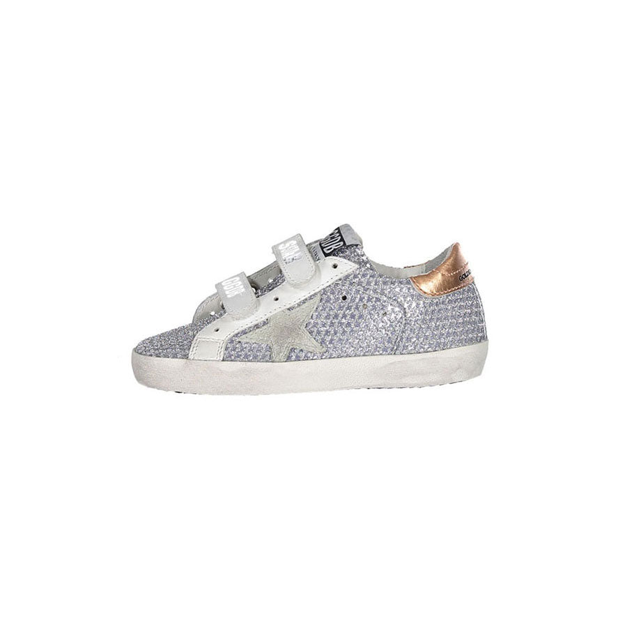 Golden Goose Silver/White/Bronze Old School Star Print Sneakers
