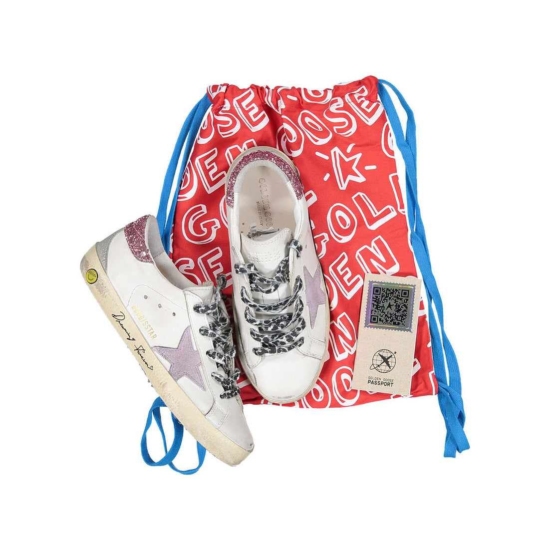 Golden Goose White/Bubblegum/Lilac Super Star Sneakers