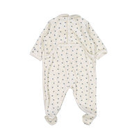 Petit Bateau Baby Back Snap Velour Star Print Footie With Collar
