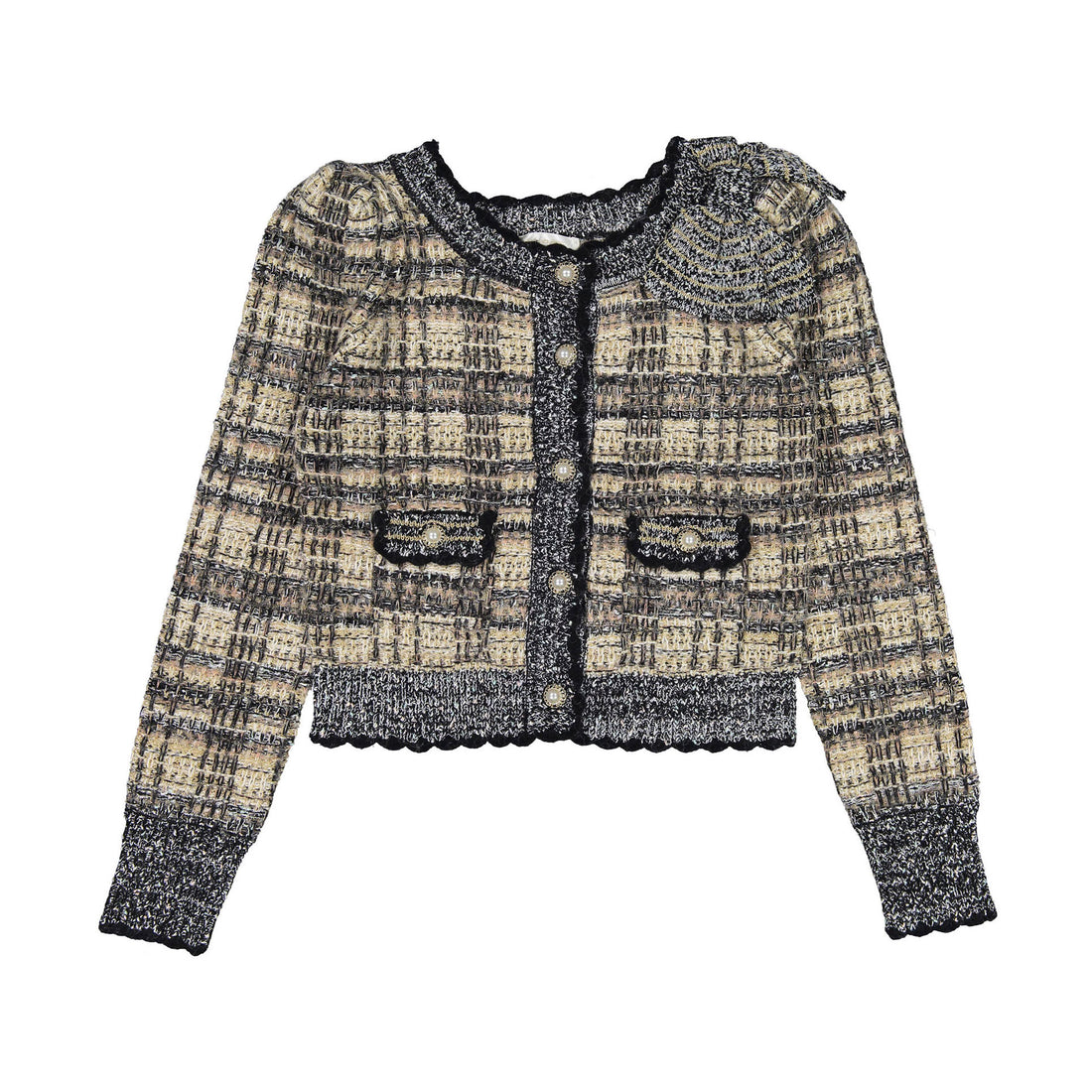 Love Shack Fancy Black Chantria Crop Cardigan