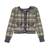 Love Shack Fancy Black Chantria Crop Cardigan