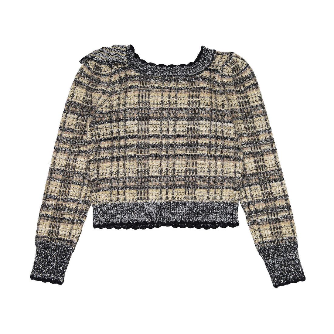 Love Shack Fancy Black Chantria Crop Cardigan