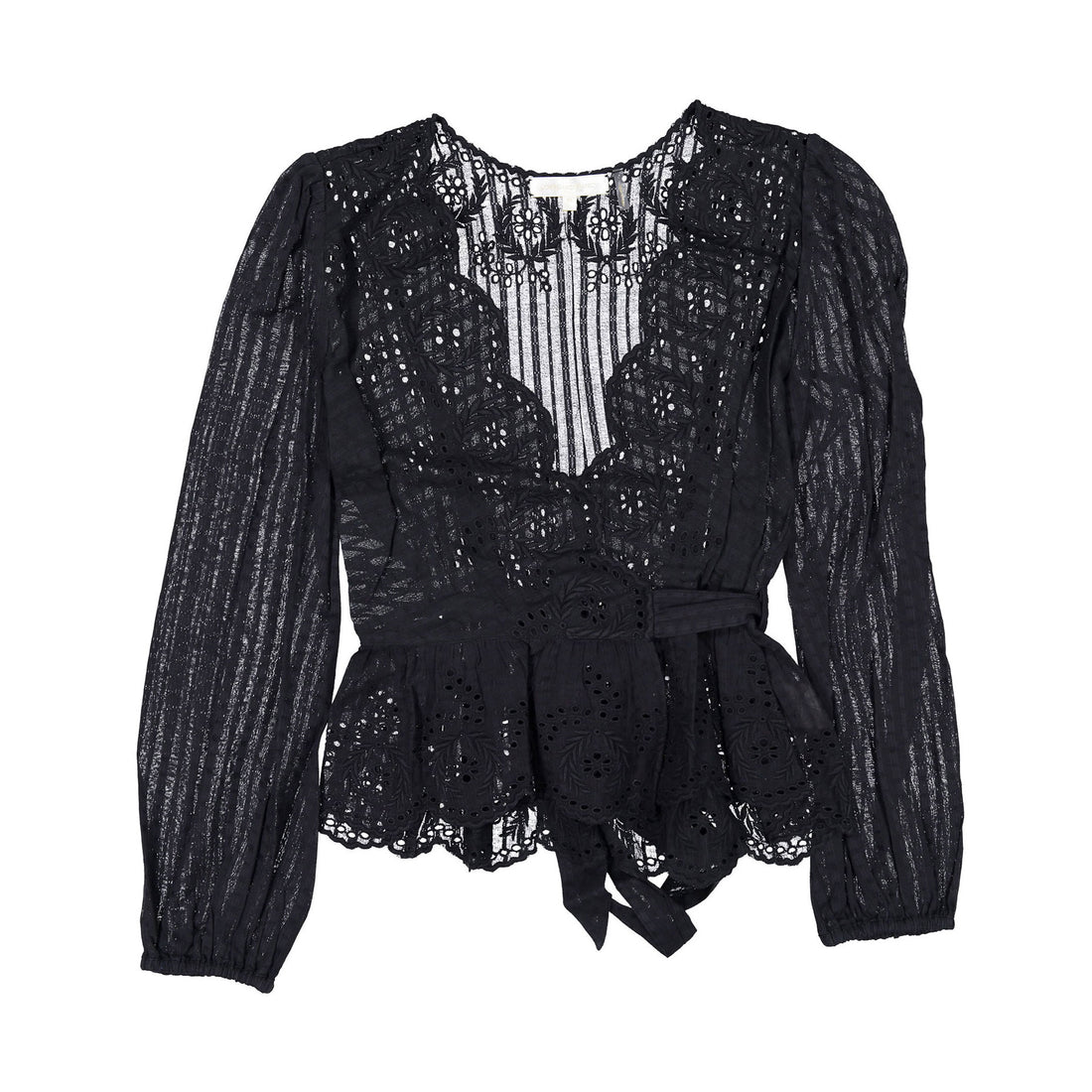 Love Shack Fancy Black Polla Wrap Top