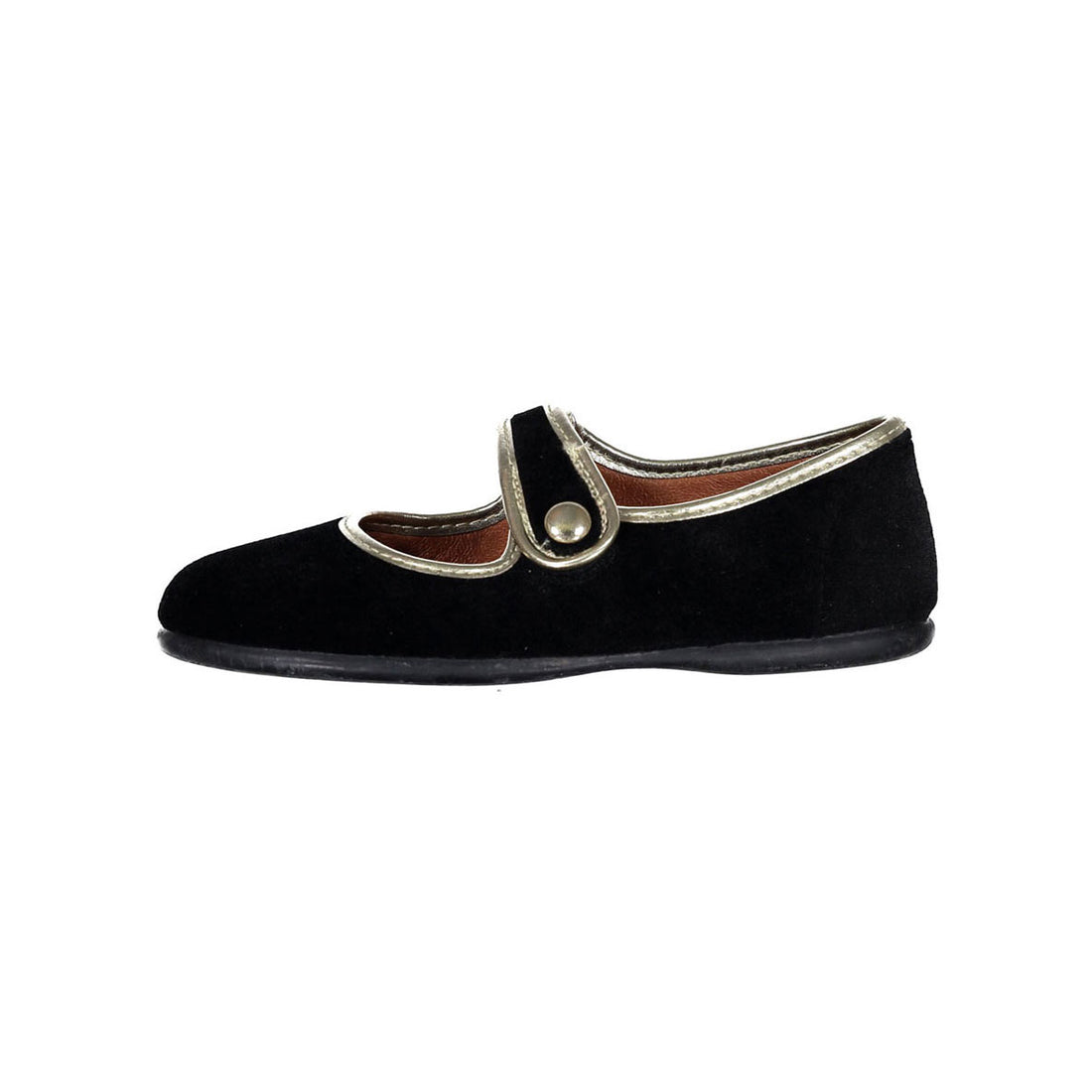 Childrenchic Black velvet/w gold pipping Mary Jane