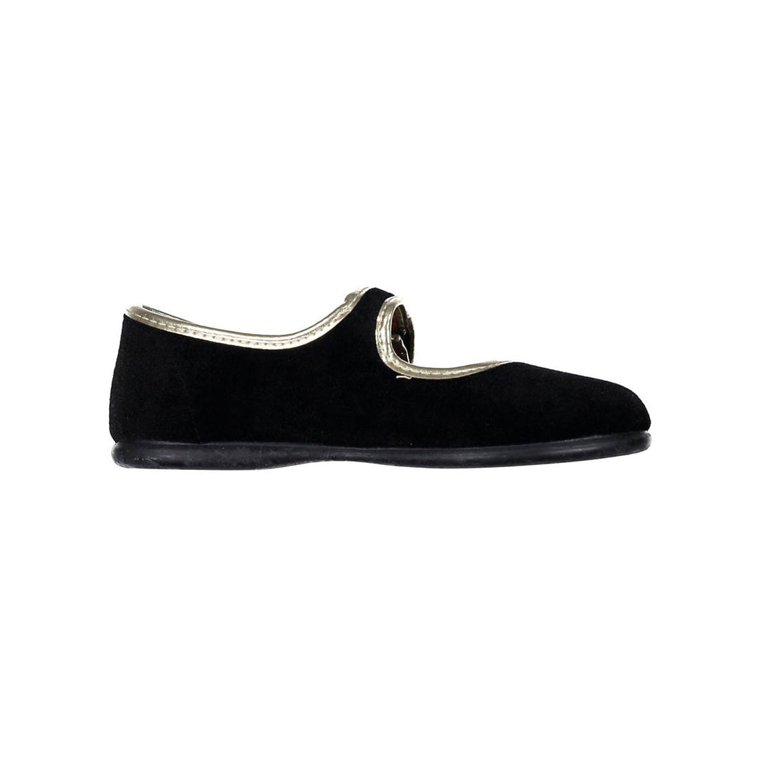 Childrenchic Black velvet/w gold pipping Mary Jane