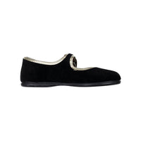 Childrenchic Black velvet/w gold pipping Mary Jane
