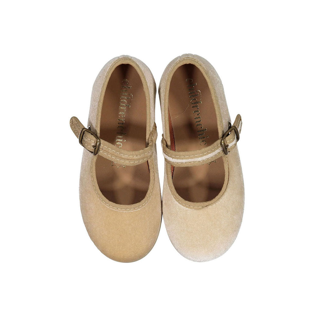 Childrenchic Cream Velvet Mary jane with buckle