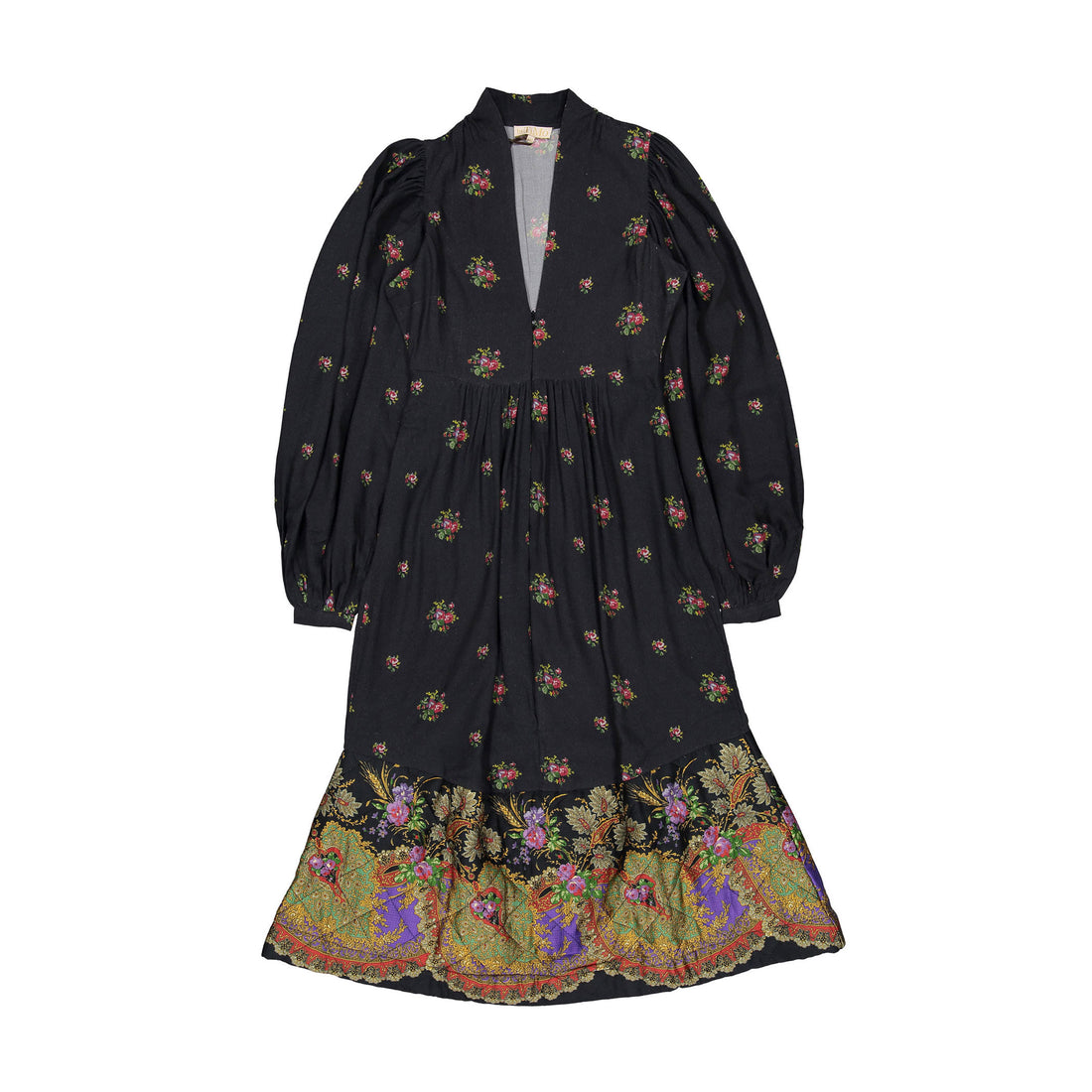 By Timo Petite Roses Black Combo Vintage Midi Dress