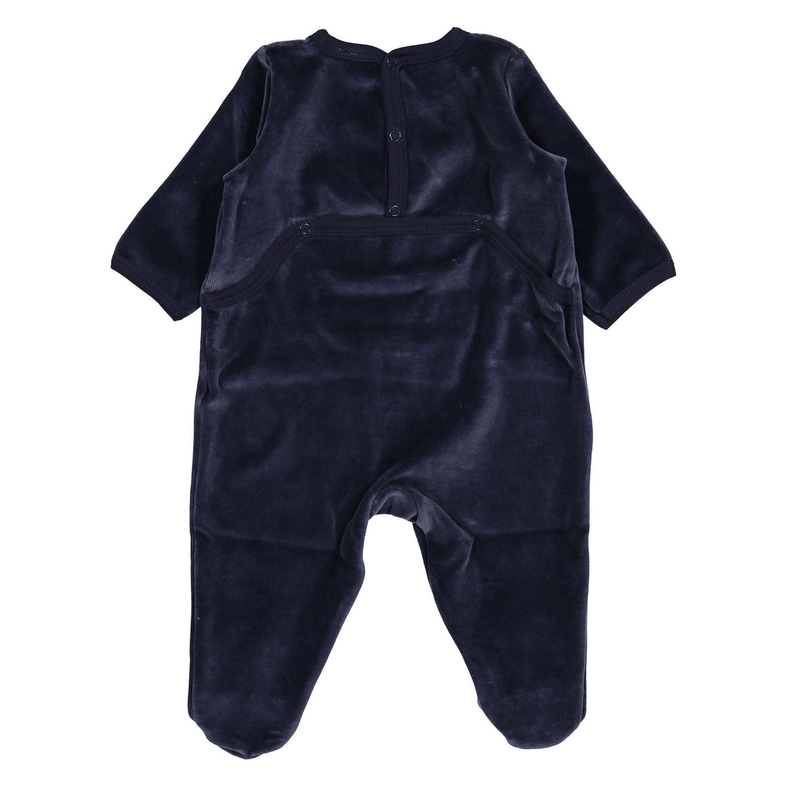 Petit Bateau Baby Boy Back Snap Velour Footie With Graphic