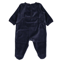 Petit Bateau Baby Boy Back Snap Velour Footie With Graphic