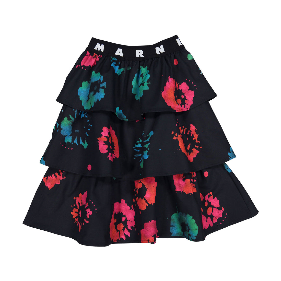 Marni Black Floral Layered Skirt