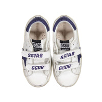 Golden Goose White/Blue Depths Old School Leather Strap Sneakers