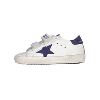 Golden Goose White/Blue Depths Old School Leather Strap Sneakers