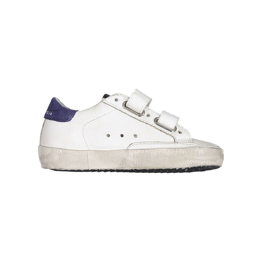 Golden Goose White/Blue Depths Old School Leather Strap Sneakers