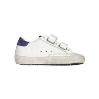 Golden Goose White/Blue Depths Old School Leather Strap Sneakers