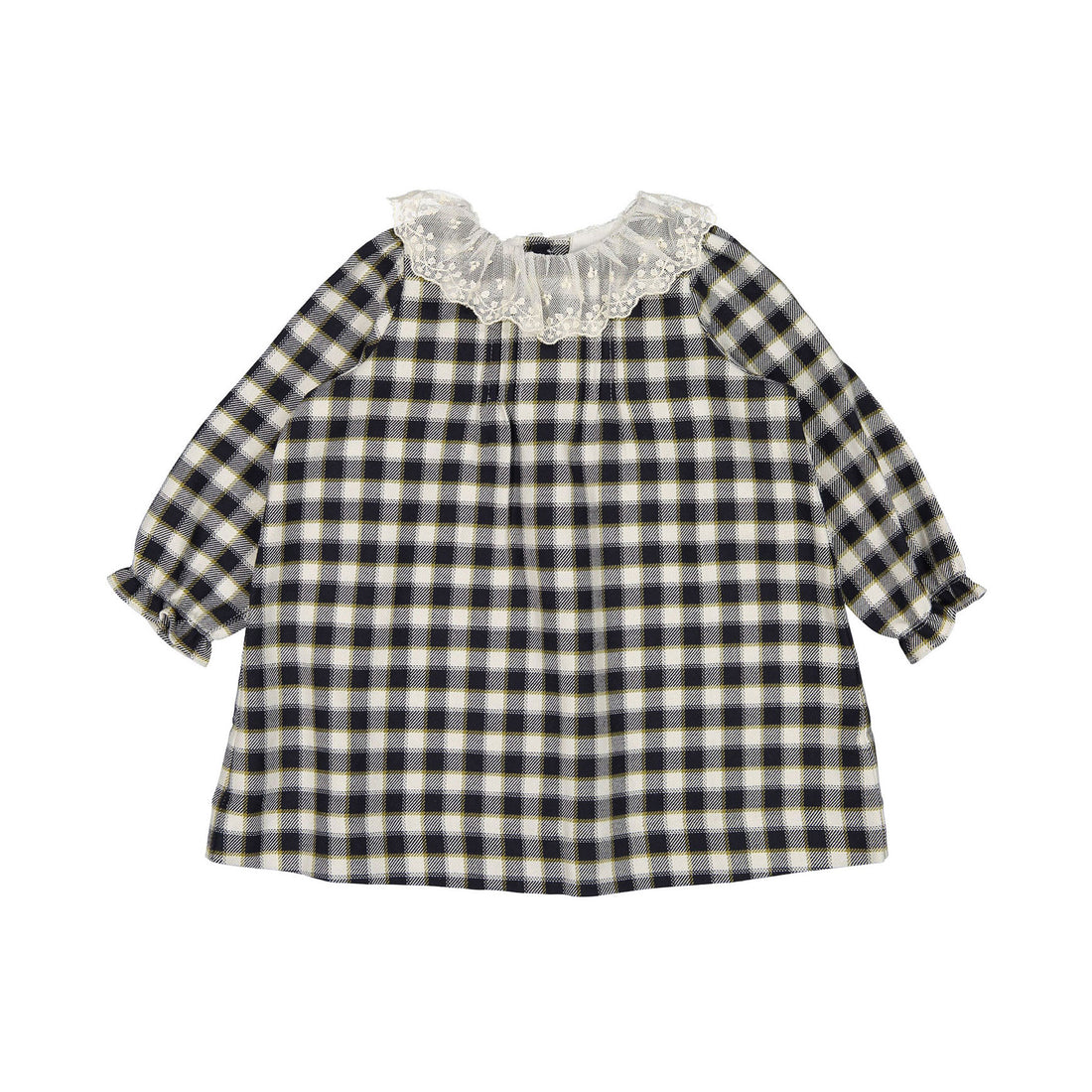 Bonpoint Black Check Lace Collar Baby Magnolia Dress