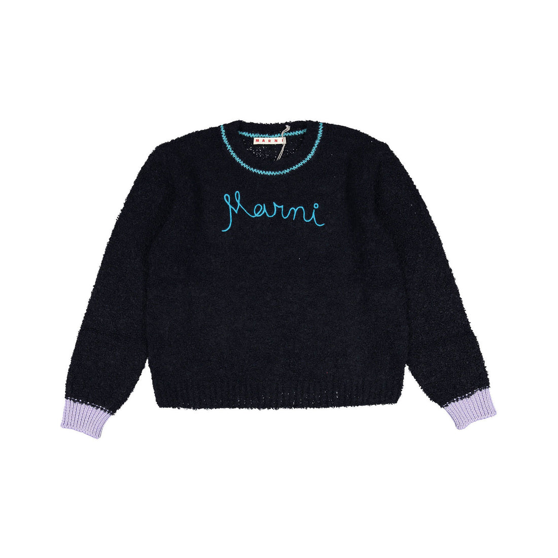Marni Black Fuzzy Logo Sweater