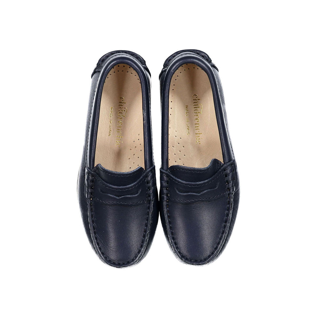 Childrenchic Shiny Blue Leather Classic Moccasins