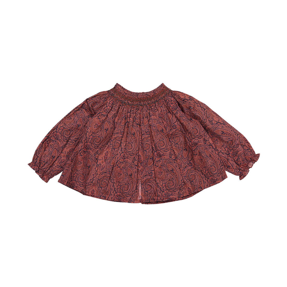 Bonpoint Geranium Paisley Print Smocked Baby Blouse