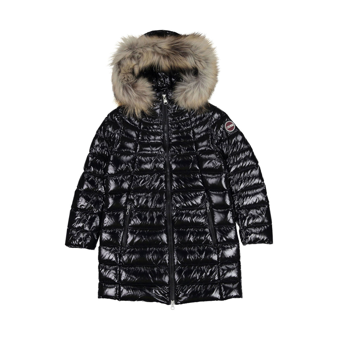 Colmar Black Mid Length Fur Hooded Coat