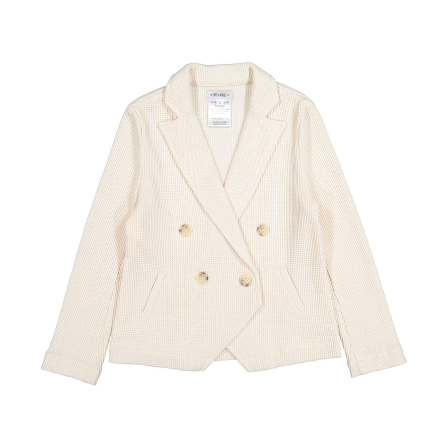 Boys and Arrows Beige Double Breasted Waffle Blazer