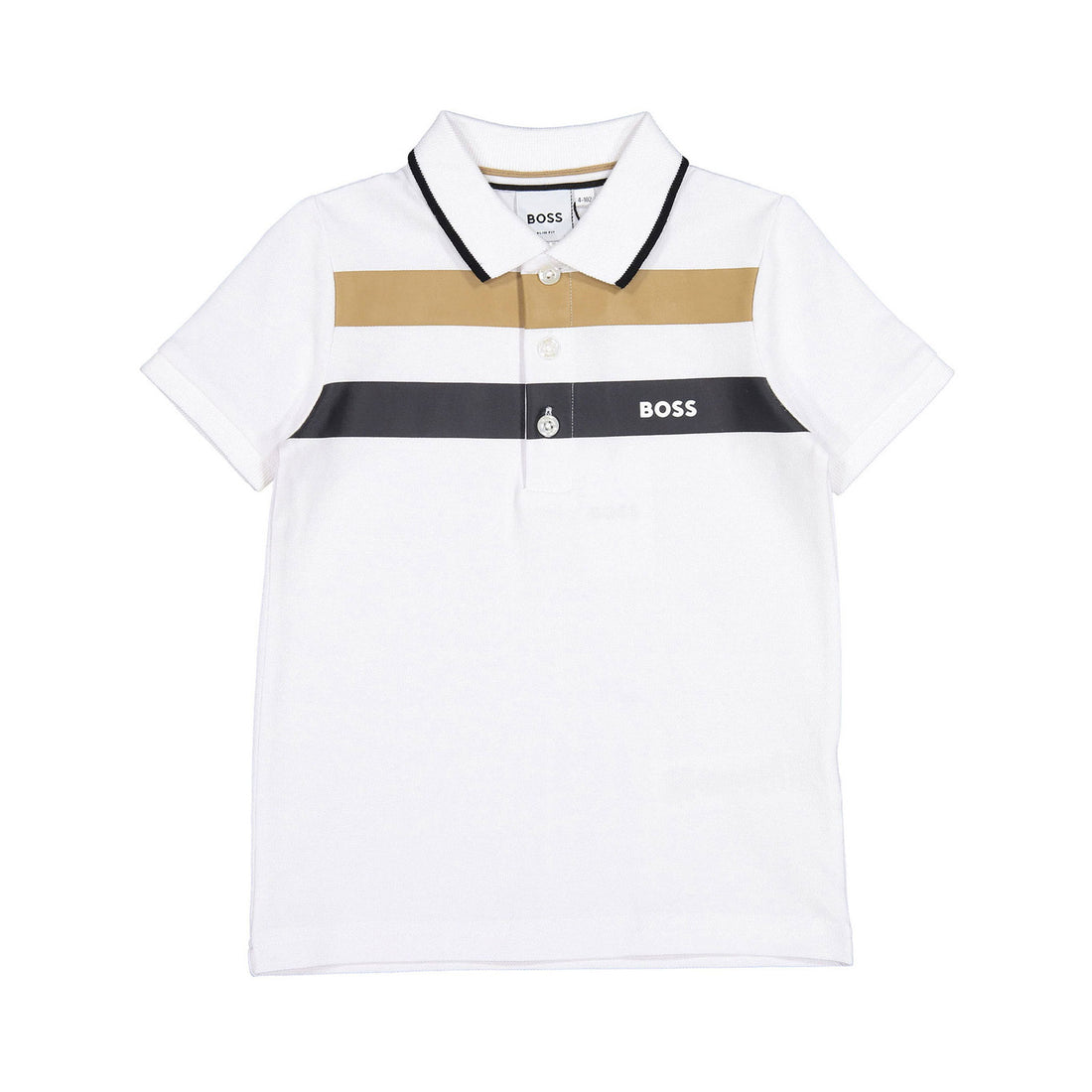 Hugo Boss White Chest Striped Short Sleeve Polo