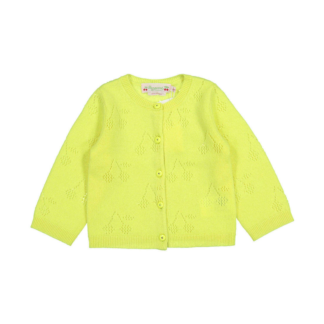 Bonpoint Fluo Yellow Tible Baby Cardigan
