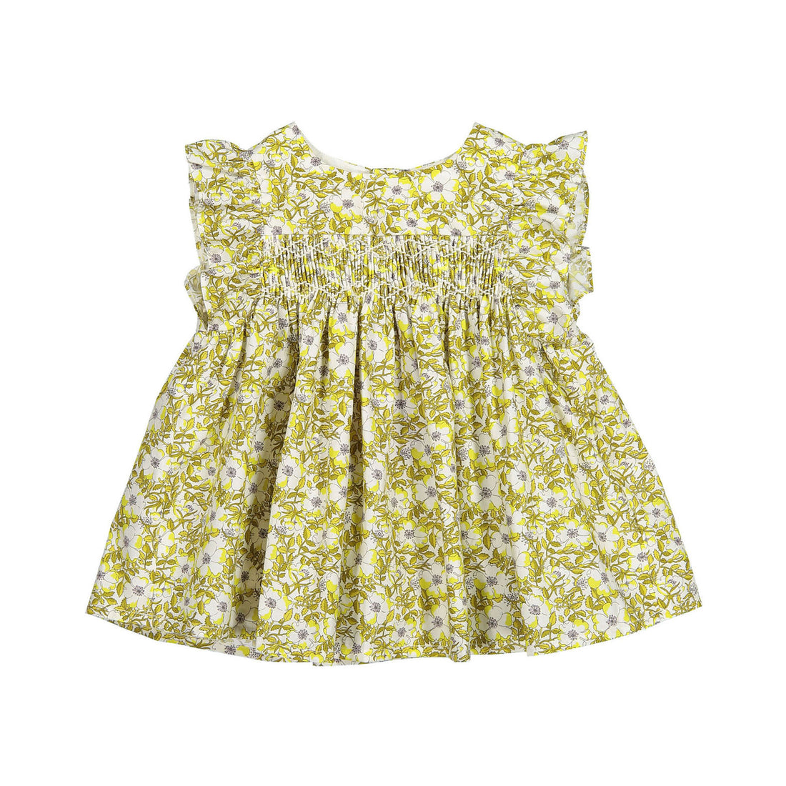 Bonpoint Lemon Liberty Naomie Smocked Baby Blouse