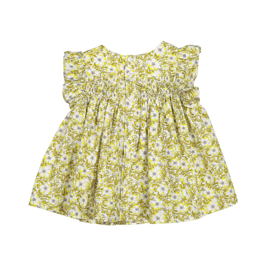 Bonpoint Lemon Liberty Naomie Smocked Baby Blouse