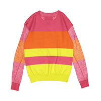 Autumn Cashmere Neons Sheer Sleeve Stripe Crew Sweater