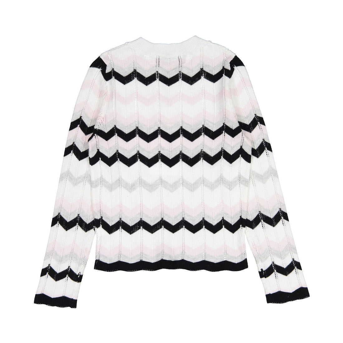 Autumn Cashmere Black/Bubblegum/White Chevron Stitch Crew Sweater