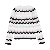 Autumn Cashmere Black/Bubblegum/White Chevron Stitch Crew Sweater