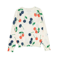 Autumn Cashmere White/Red/Navy Chery Print Crew Sweater
