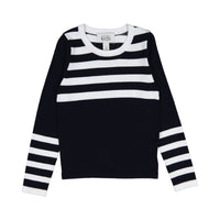 Autumn Cashmere Navy/White Viscose Mixed Stripe Sweater