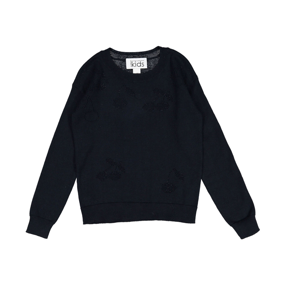 Autumn Cashmere Navy Blue Pointelle Cherry Crew Sweater