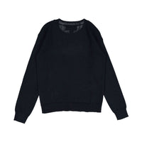 Autumn Cashmere Navy Blue Pointelle Cherry Crew Sweater