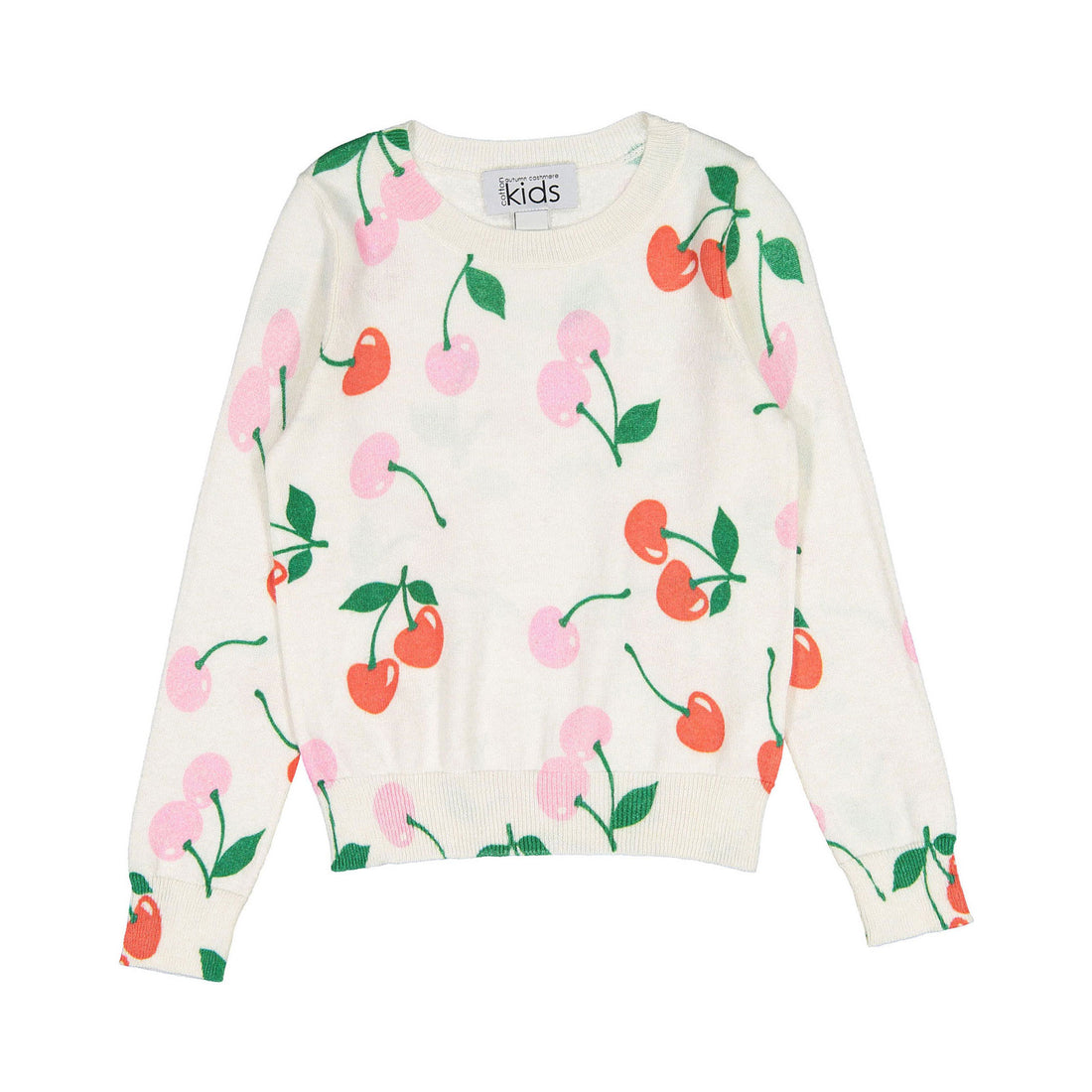 Autumn Cashmere White/Red/Pink Chery Print Crew Sweater