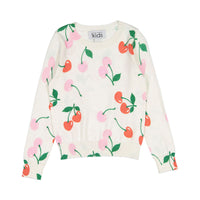 Autumn Cashmere White/Red/Pink Chery Print Crew Sweater