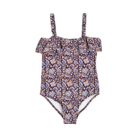 Sea Lilac Amaki Border Print One Piece